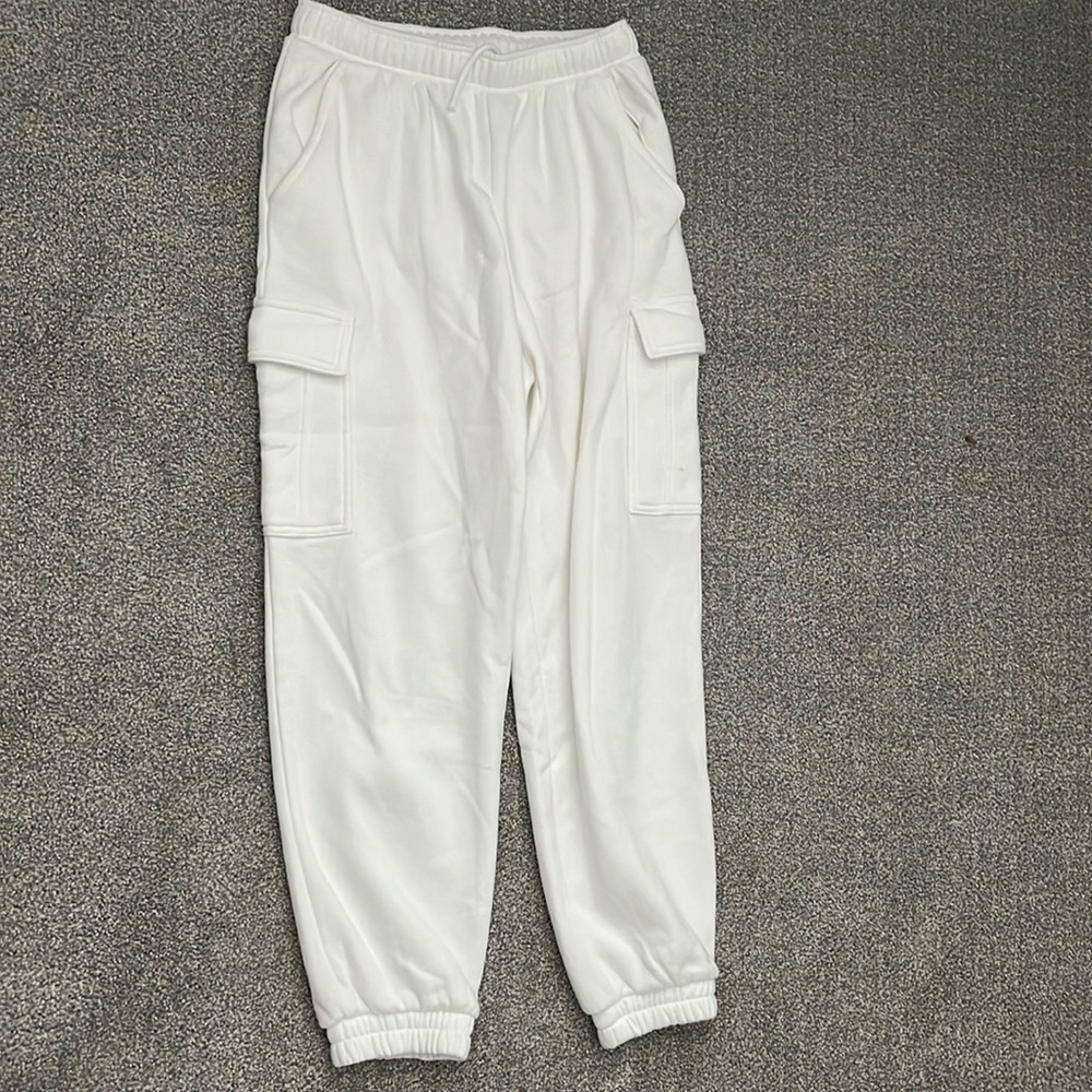 White Cargo Sweatpants